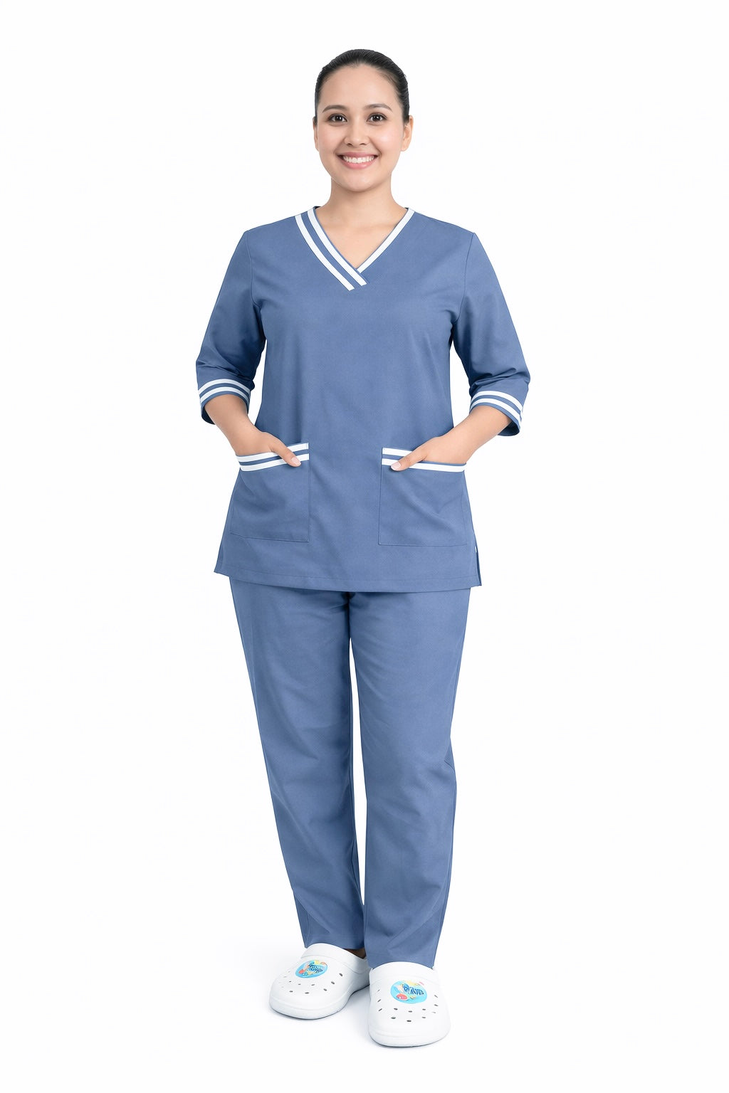 Double Line V-Neck Set - Crepe