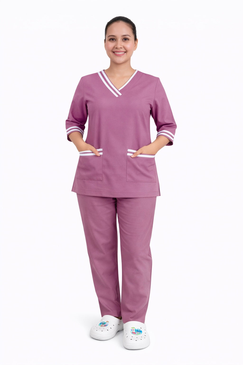 Double Line V-Neck Set - Crepe