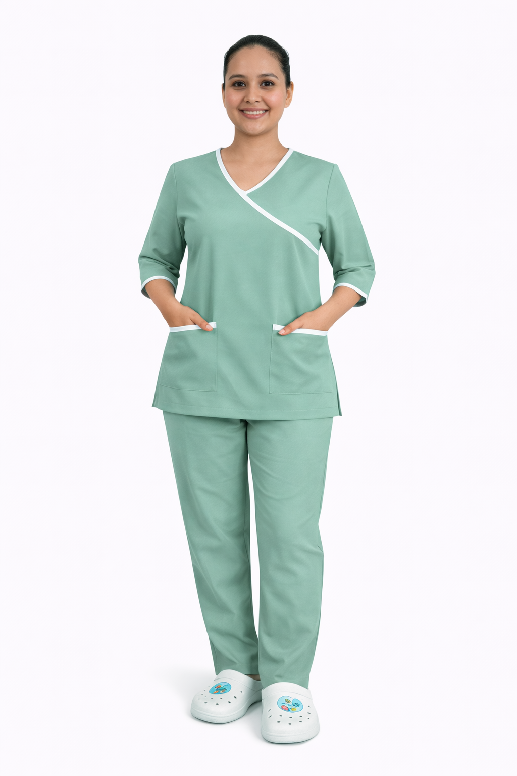 Overlap Line V-Nick Set - Crepe