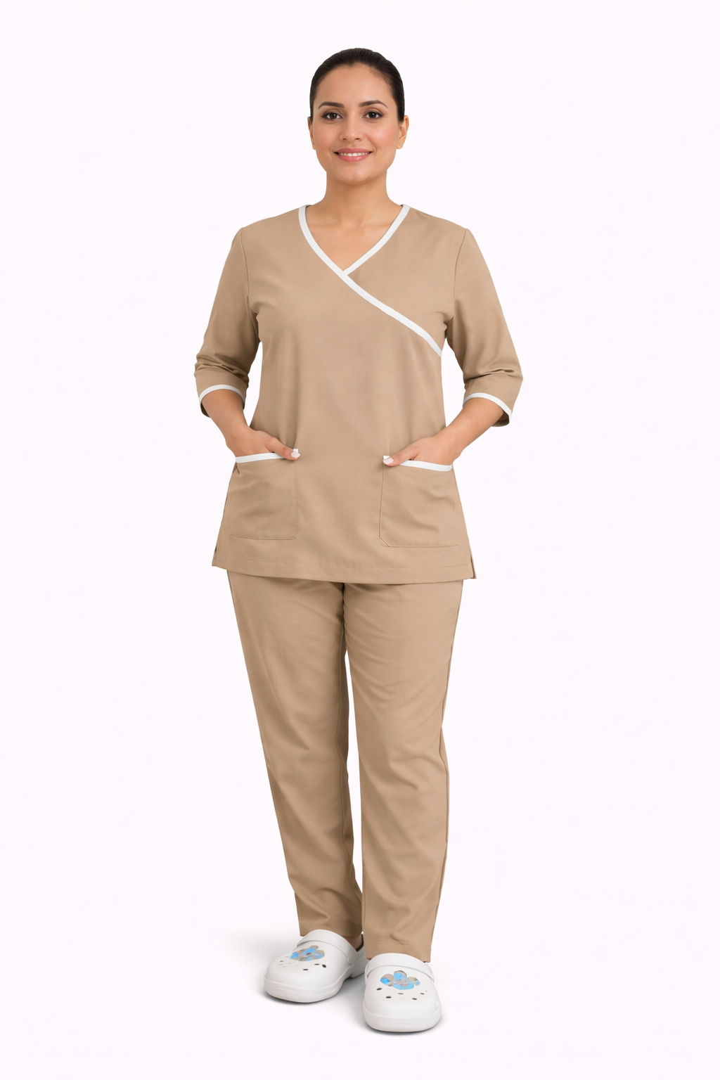 Overlap Line V-Nick Set - Crepe