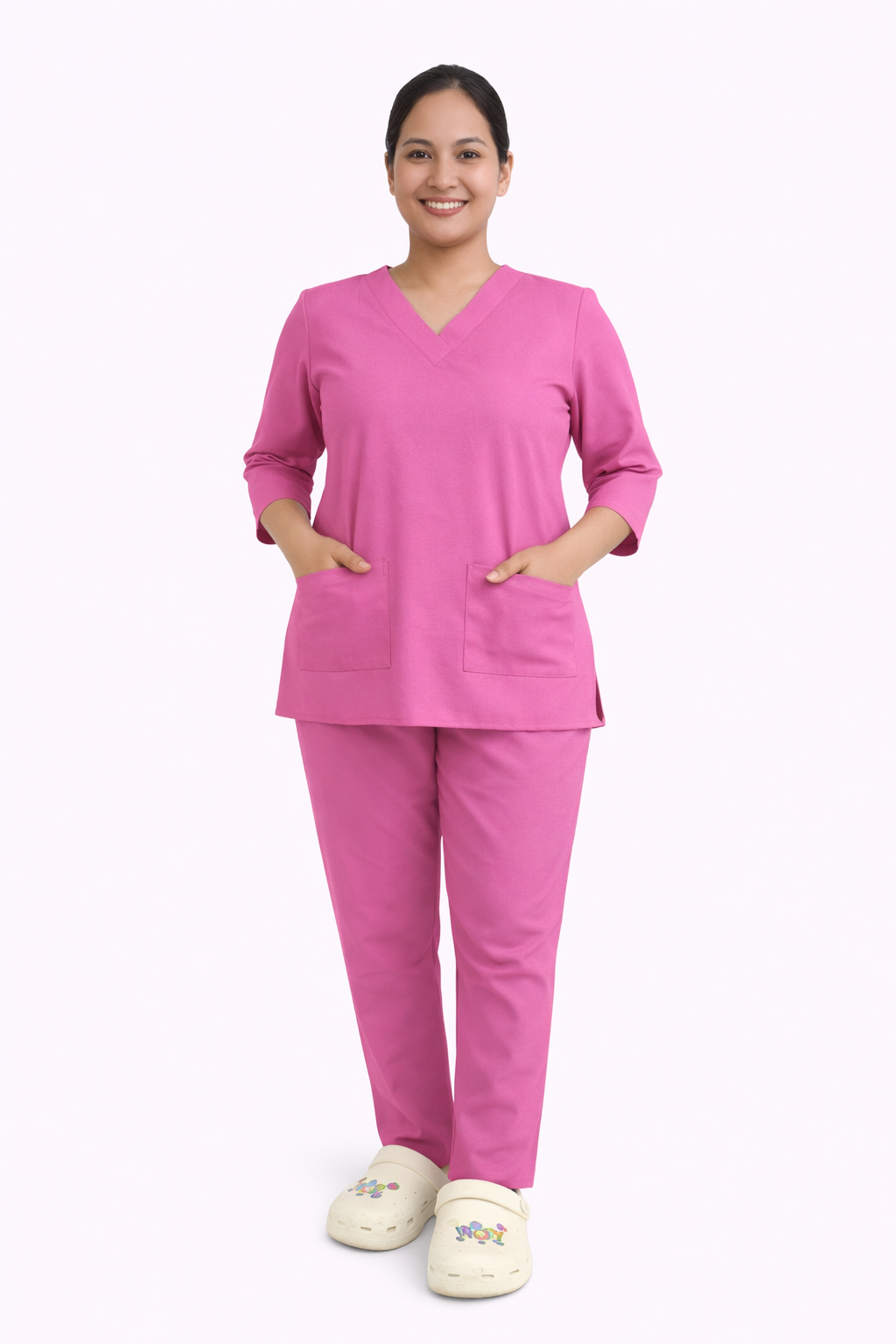 Plain Crossover V-Neck Set - Crepe