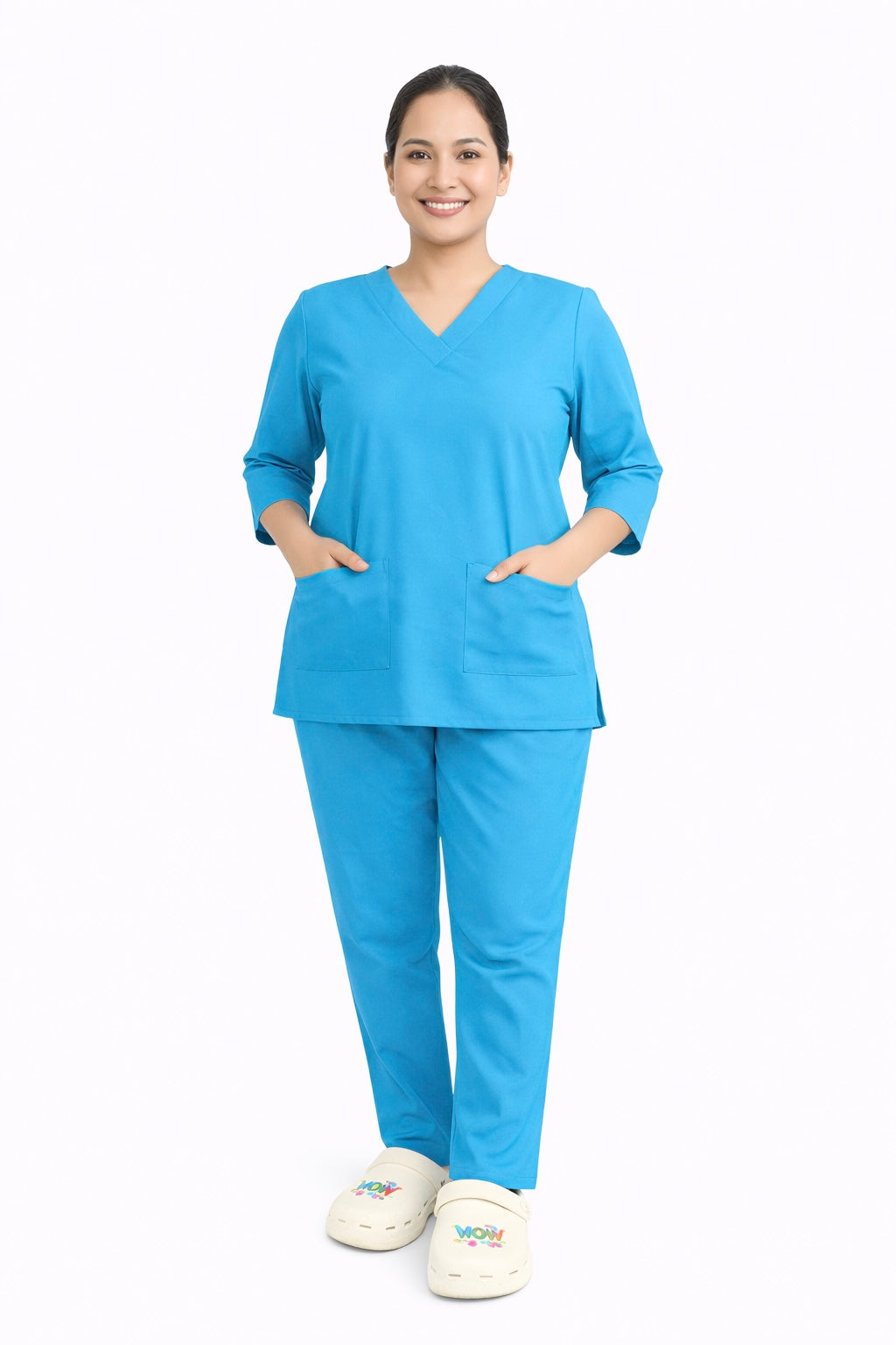 Plain Crossover V-Neck Set - Crepe