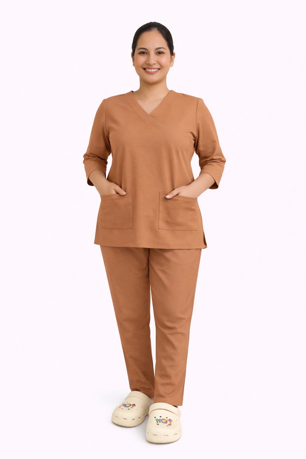 Plain Crossover V-Neck Set - Crepe