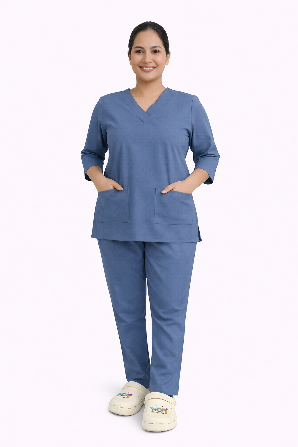 Plain Crossover V-Neck Set - Crepe